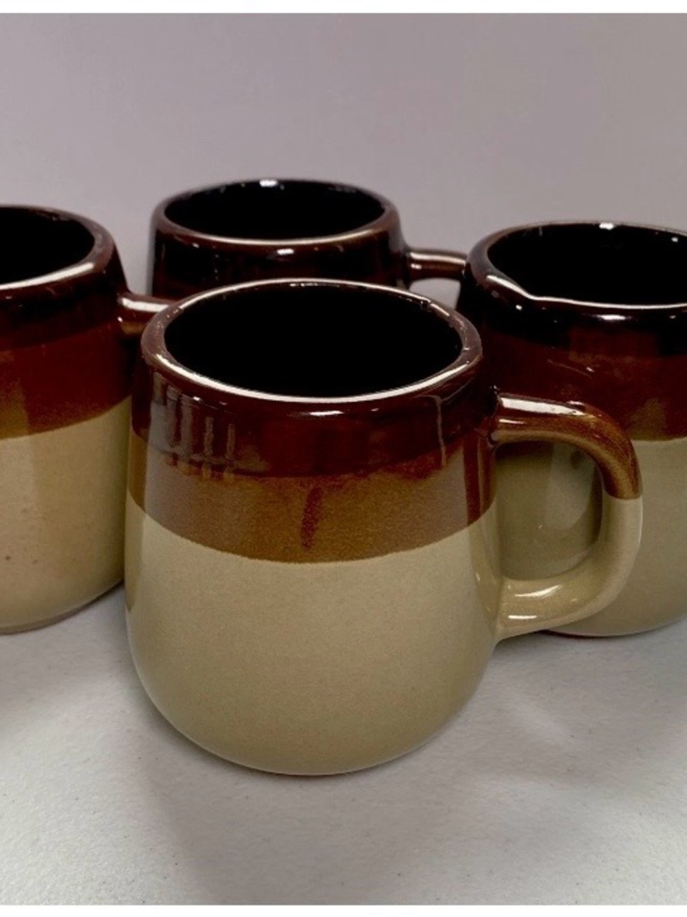 Vintage Stoneware Coffee Mug Tea Cup Brown Layered Drip Glaze Taiwan Retro set 4
